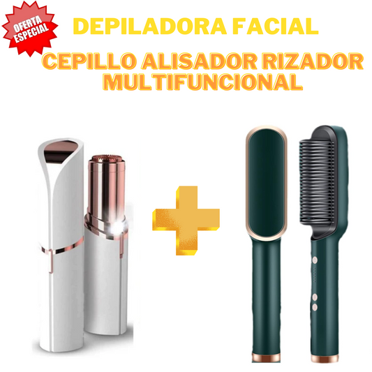 DEPILADORA MULTIUSO FACIAL MAS CEPILLO ALISADOR-BEAUTY PACK